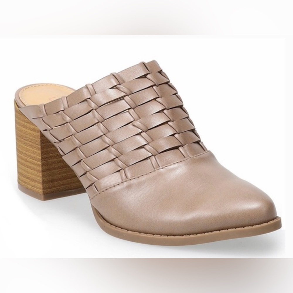 LC Lauren Conrad Women's Taupe Woven Mules